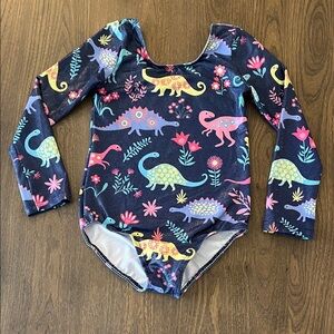 Colorful Dinosaur Print Long Sleeve Leotard